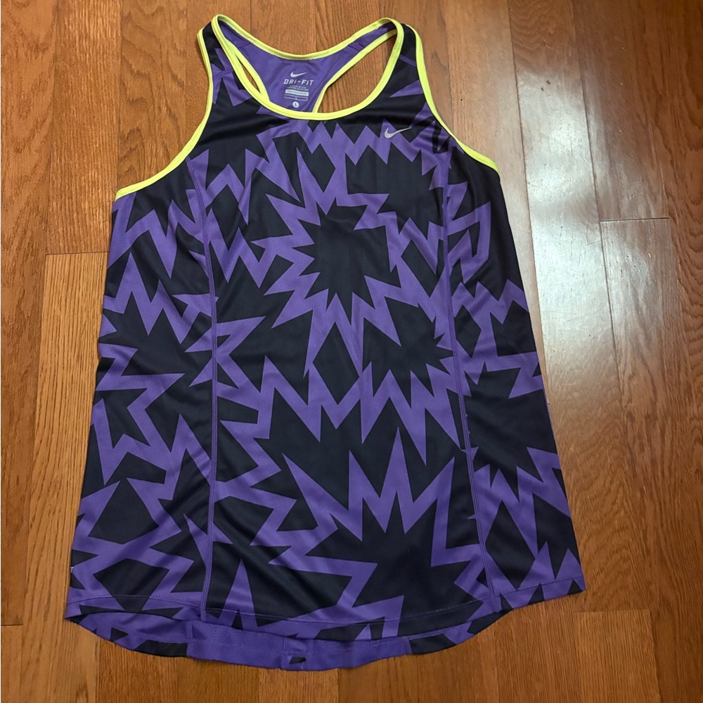 Nike Womens Dri Fit Tank Top Black & Purple Size Medium Racerback Style